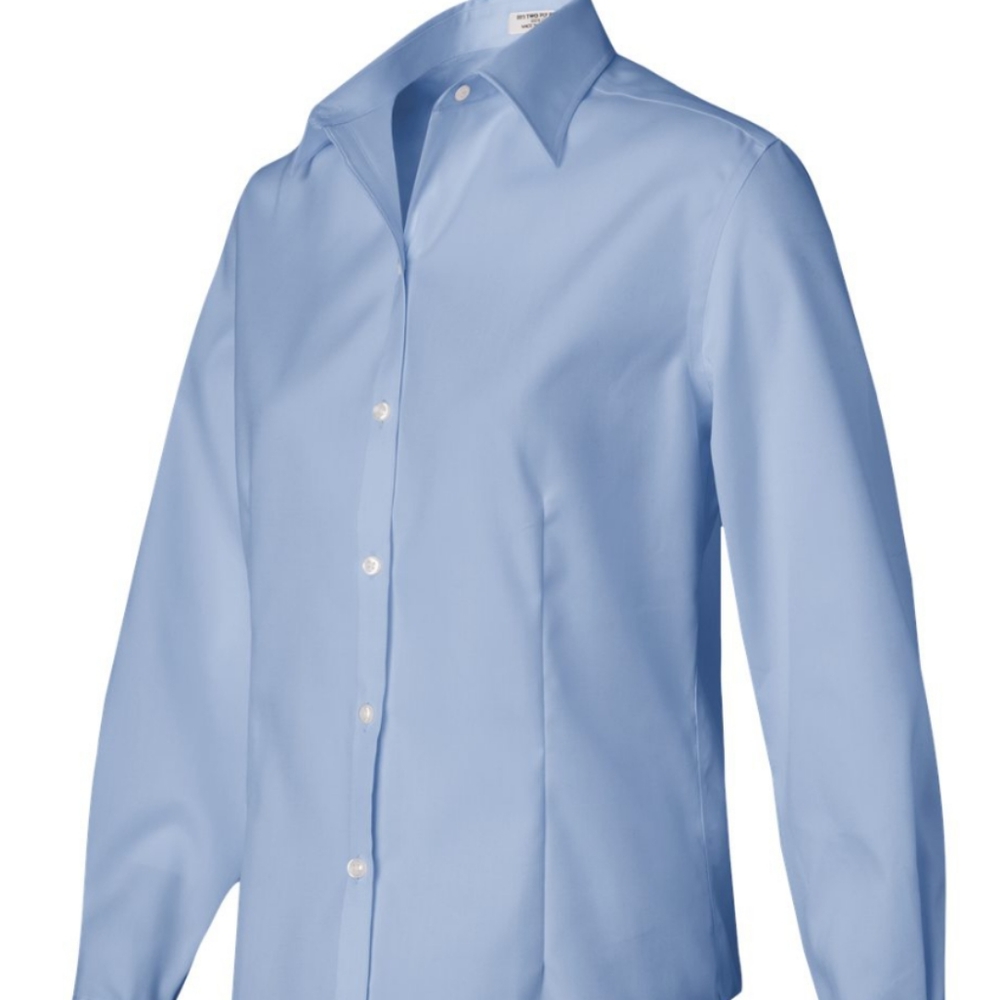 NWT Van Heusen 13V0144 Women's Non-Iron Pinpoint Oxford Shirt - Blue Mist 2XL